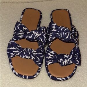Stylish Navy and White Women's Woven Knot Sandals